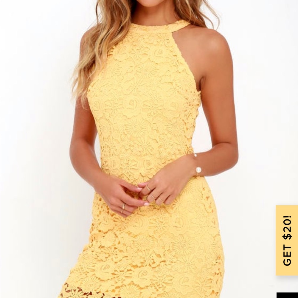 Lulu's Love Poem Yellow Lace Dress
